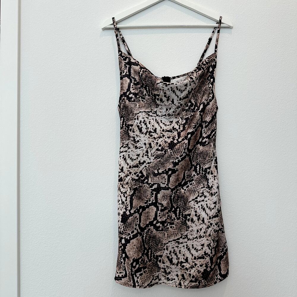 NWT boutique snakeskin print cowl neck mini dress small